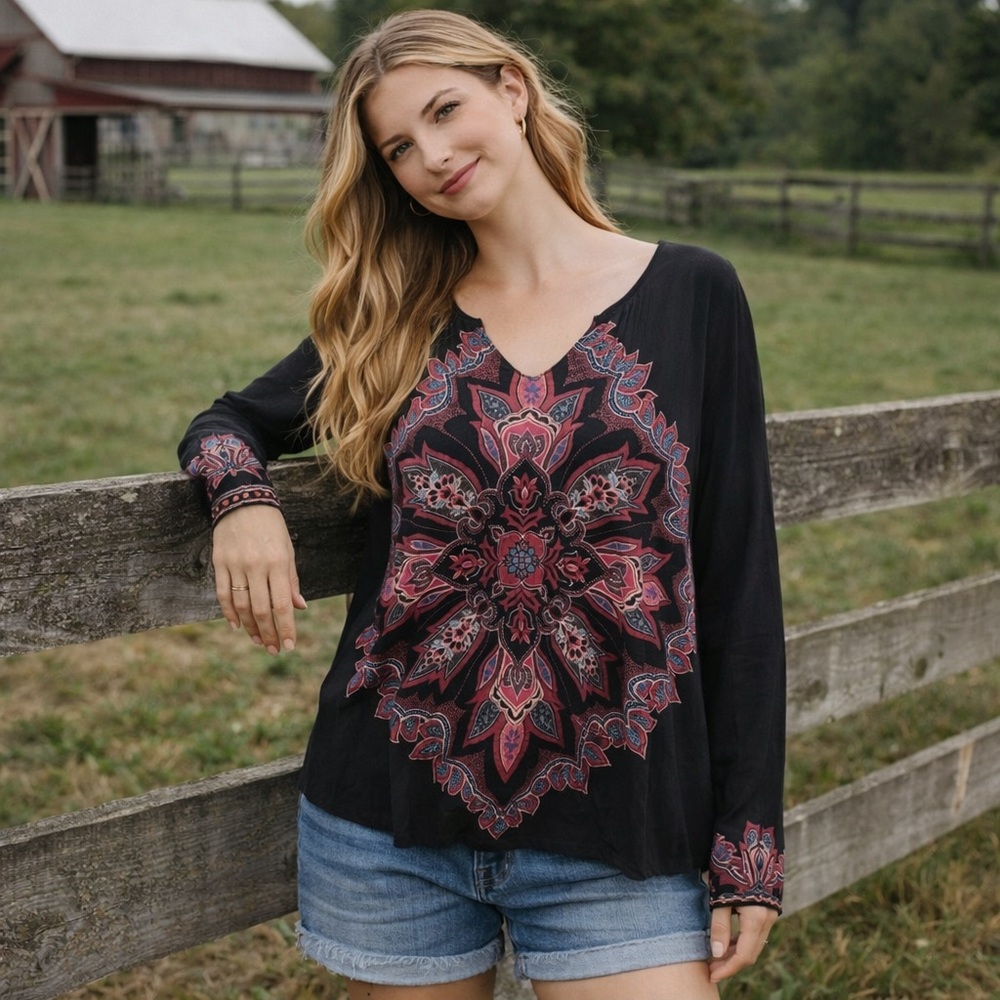 Luck Brand Women's Boho Top Size XL - Picture 4 of 11